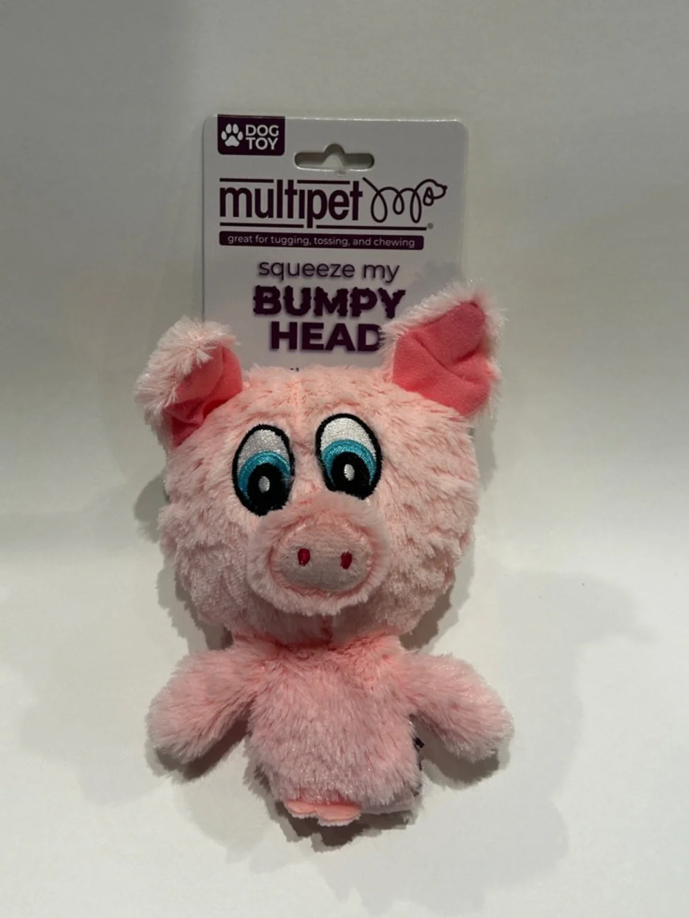 Multi pet Dog toy Pink Plush Pig Squeaky Toy Bumpy Head fur baby puppy doggies